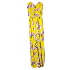 Xhilarartion Strapless Yellow/Pink Floral Jumpsuit Women’s XS